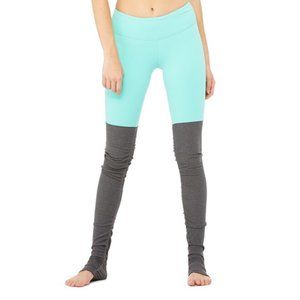 NWT ALO YOGA Goddess Legging, Glossy Green/Stormy Heather, Size S